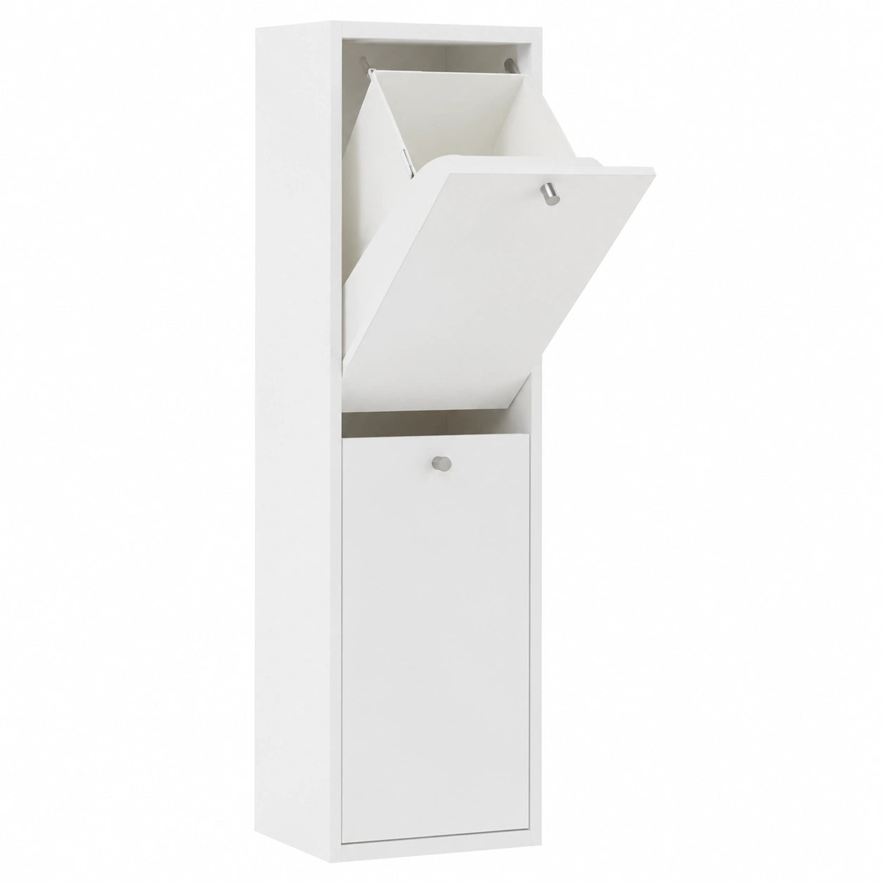 Papelera de Reciclaje LUA Blanca con 2 Compartimentos Grandes - DON HIERRO