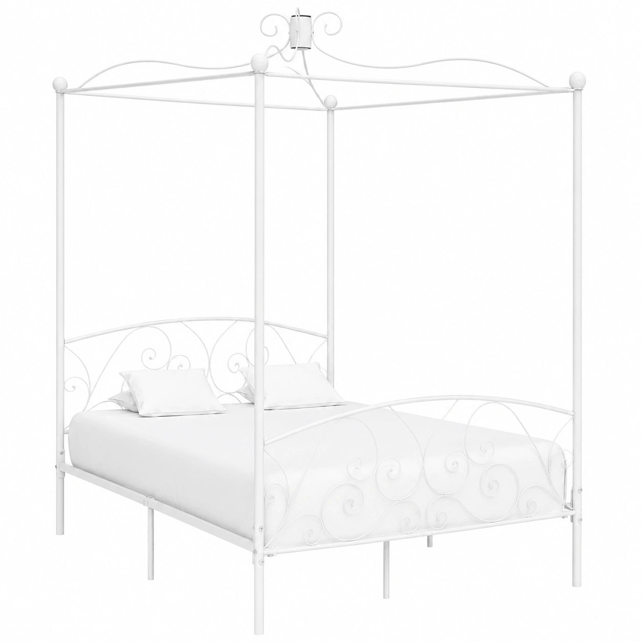 Cama con Dosel de Metal Blanca 120x200 cm INLIFE