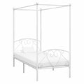 Cama con Dosel Metálico Blanca 90x200 cm para Dormitorio