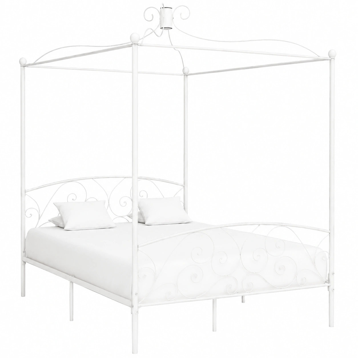 Cama con Dosel de Metal Blanca 120x200 cm INLIFE