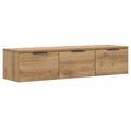 Armario Flotante de Madera de Roble con Acabado Artesano 102x30x20cm para TV