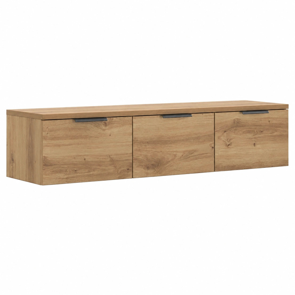Armario Flotante de Madera de Roble con Acabado Artesano 102x30x20cm para TV