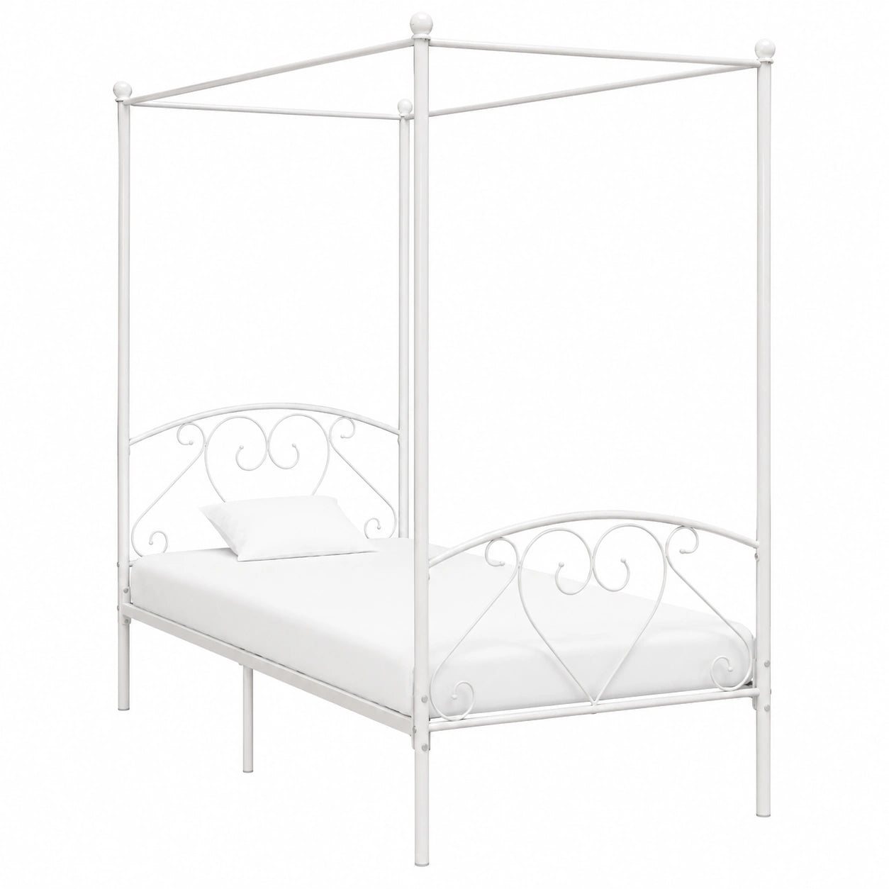 Cama con Dosel de Metal Blanca 120x200 cm INLIFE