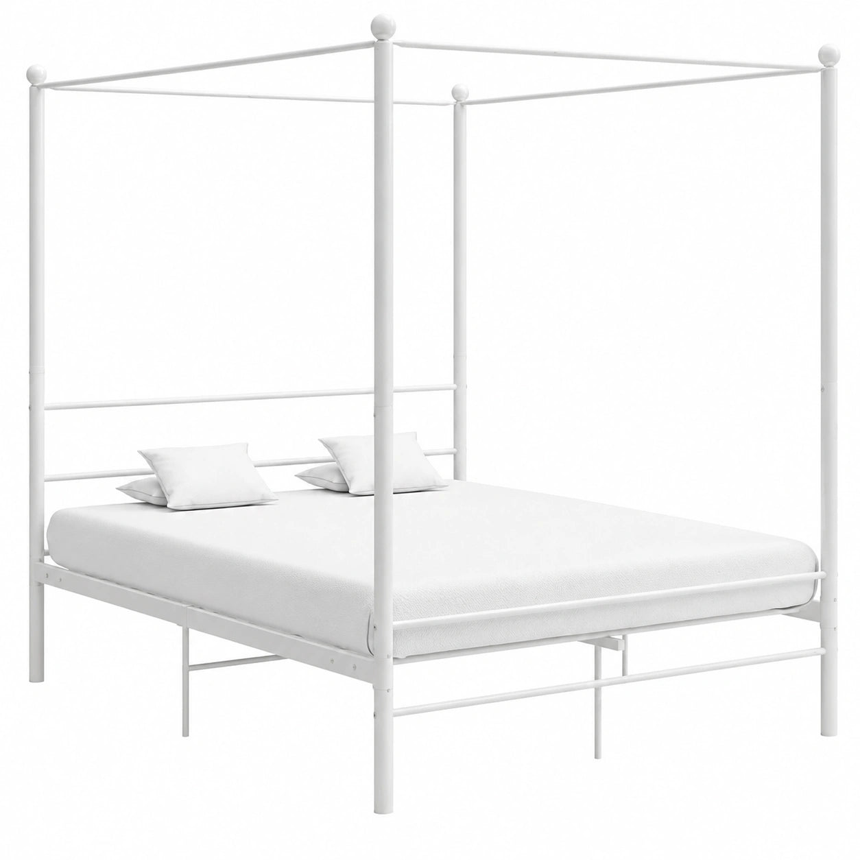 Estructura de cama con dosel blanco 160x200 cm, diseño elegante y resistente