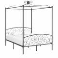 Cama con Dosel de Metal Gris 160x200 cm