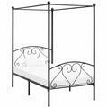 Cama Doble con Dosel en Metal Gris 120 x 200 cm