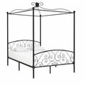 Cama con Dosel de Metal Negra 140x200 cm para Dormitorio Moderno
