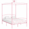 Cama con dosel rosa de metal 120x200 cm para dormitorios elegantes