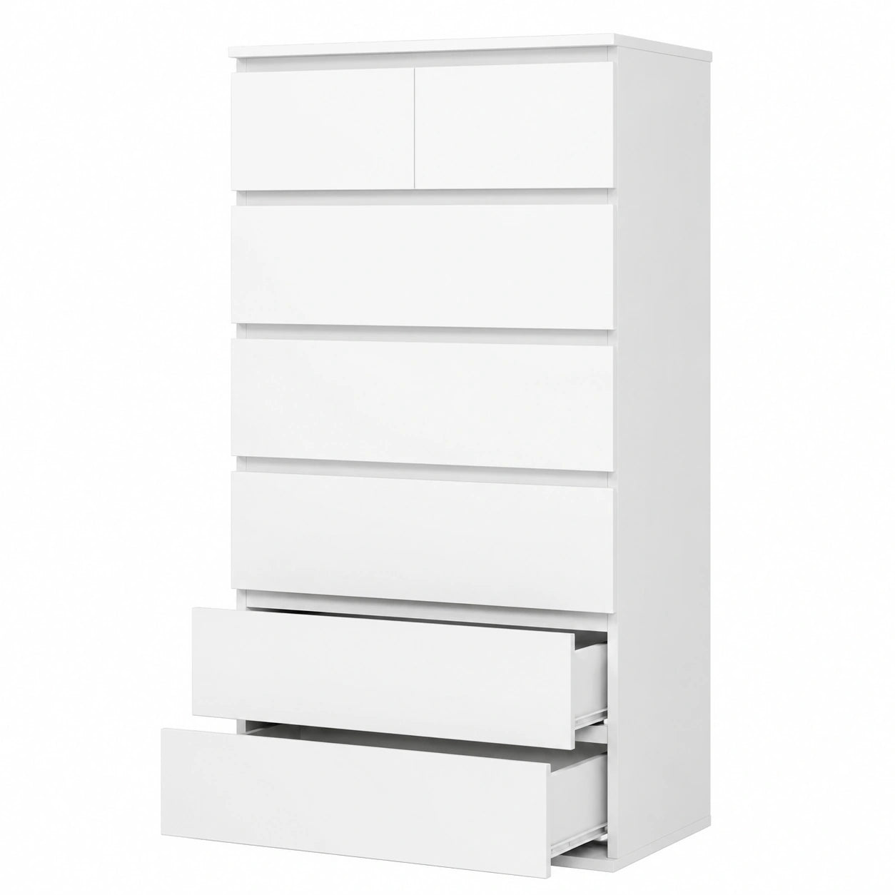 FOREHILL Sinfonier de Madera Blanca con 7 Cajones para Dormitorio, Salón y Recibidor, 60x40x119cm