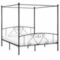 Estructura de Cama Individual con Dosel de Metal, 209 x 207.5 x 198 cm, Estilo Elegante, Color Gris