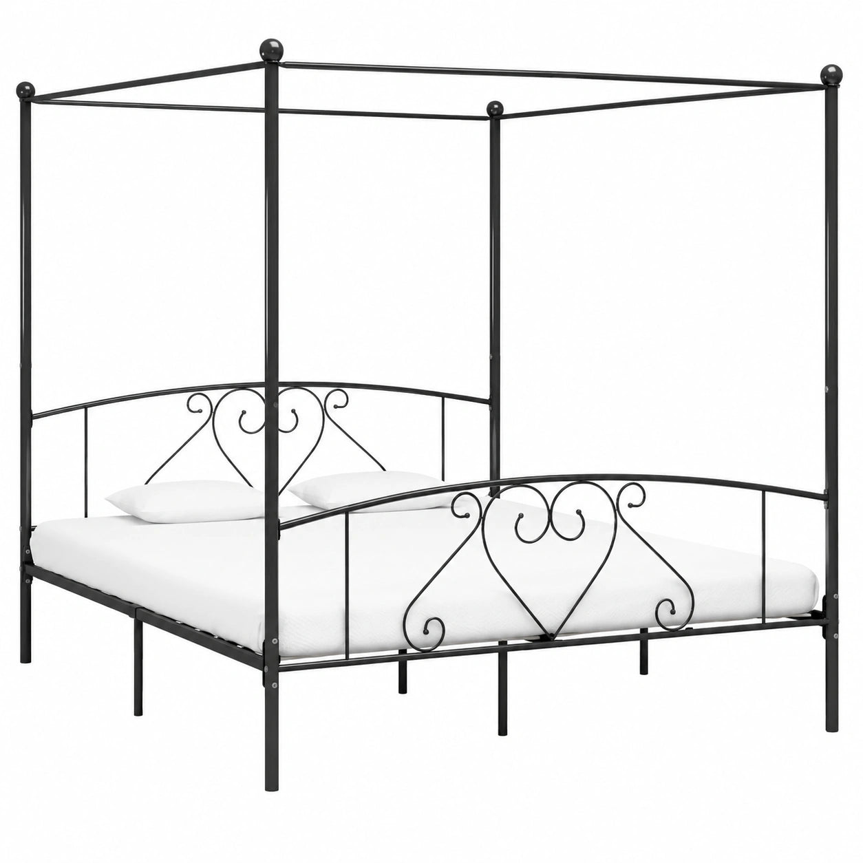Estructura de Cama Individual con Dosel de Metal, 209 x 207.5 x 198 cm, Estilo Elegante, Color Gris
