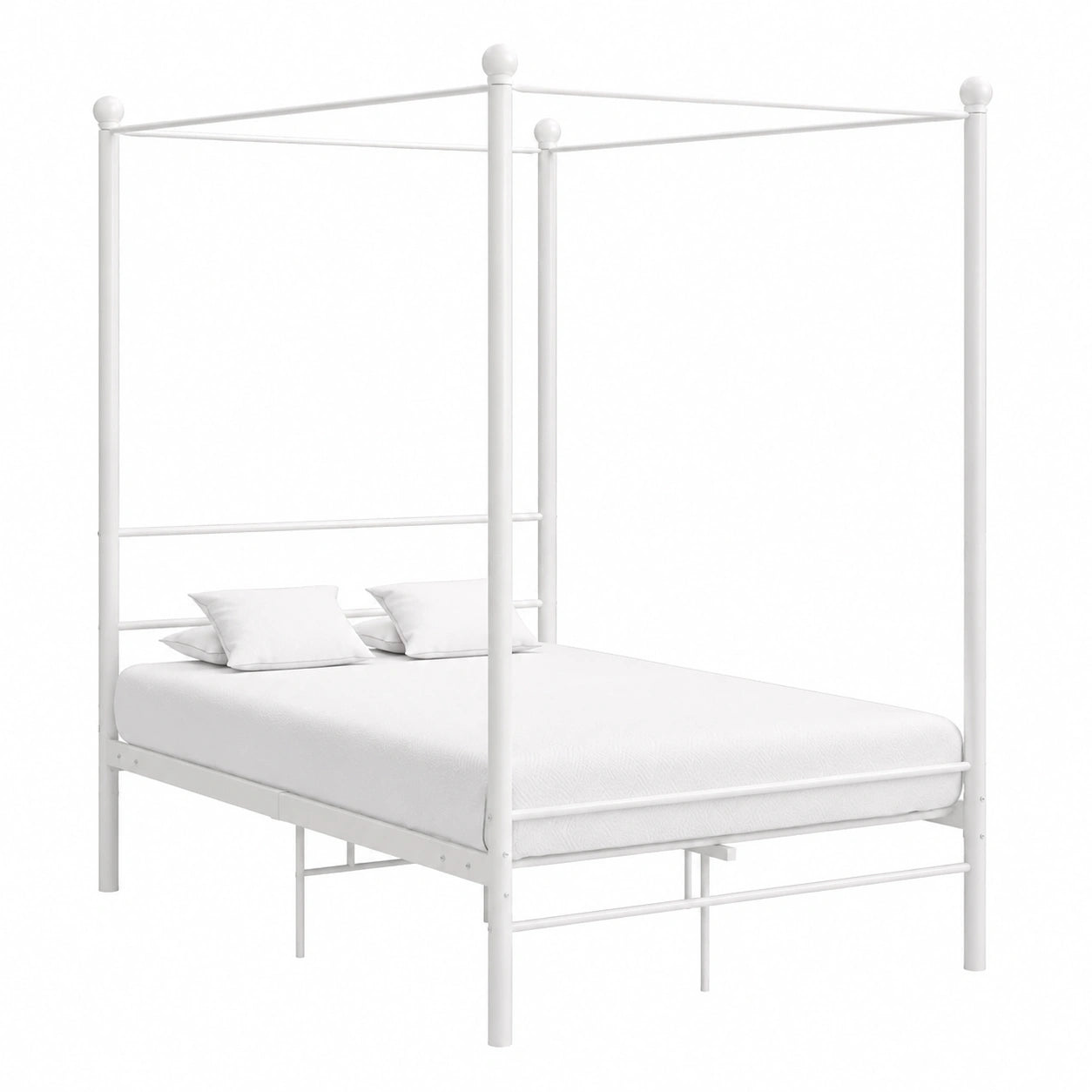Cama Juvenil de Metal con Dosel Blanco 120x200 cm - ZEYUAN