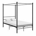 Cama Dosel de Metal Negro 140x200 cm para Dormitorio Moderno