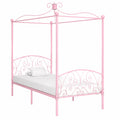 Cama con Dosel de Metal Rosa 100x200 cm para Dormitorio