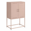 Armario de Acero Rosa con Espacio de Almacenamiento 68,5x38,5x107 cm para Salón y Comedor