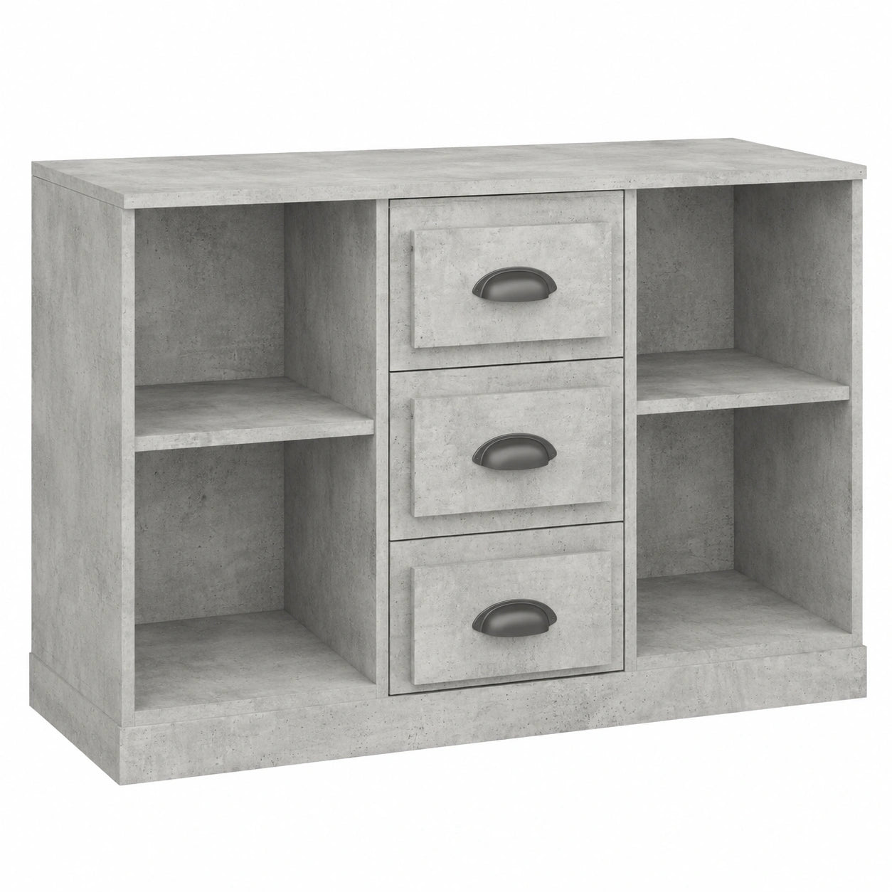 Aparador de madera gris con amplio espacio de almacenamiento, ideal para cocina y comedor
