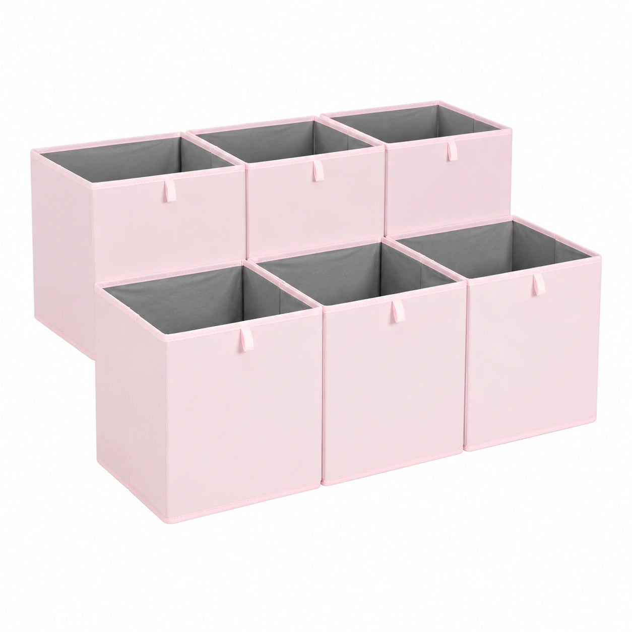 Amazon Basics Cajas Organizadoras de Tela Plegables, Set de 6, Peonía Rosa, 33x38x33 cm