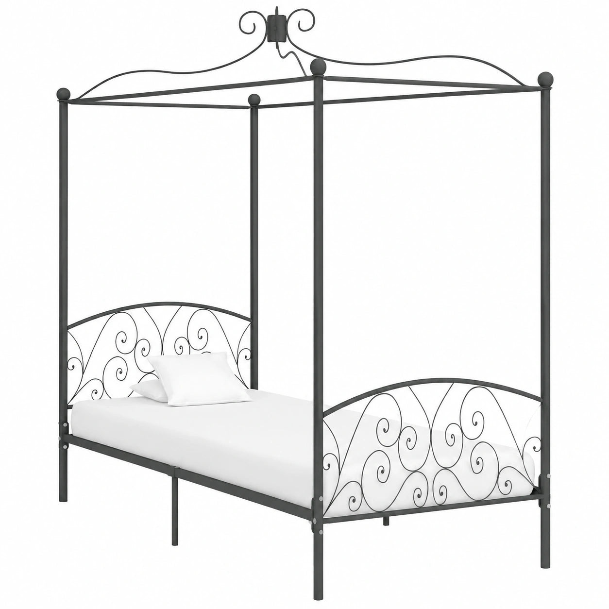 Cama con Dosel de Metal Gris 100x200 cm INLIFE