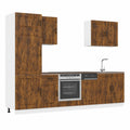 Conjunto de Cocina de 7 Piezas , Roble Ahumado, Espacioso y Duradero