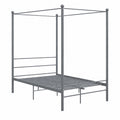 Cama con Dosel Metálico Gris 120x200 cm con Somier, Ideal para Colgar Cortinas y Crear Espacios Privados Elegantes